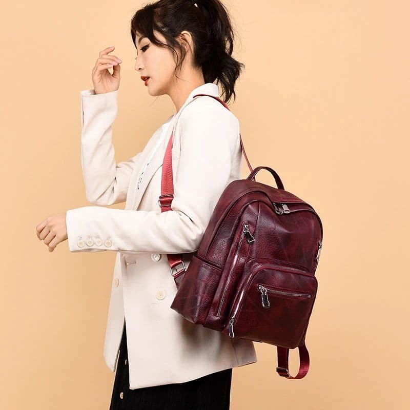 BJ31504 - BEIGE/BLACK/BROWN/RED - TAS RANSEL BACKPACK PUNGGUNG TAS KULIT RANSEL FASHION WANITA TAS KULIAH TAS SEKOLAH TERMURAH TERLARIS BAGSTORE JAKARTA IMPORT JAKARTA CR7485 LT1504 BQ3212 A79016