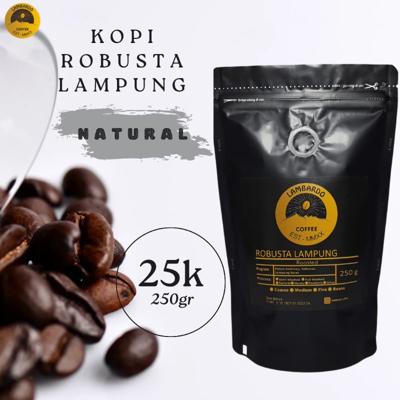 

Kopi Lampung asli natural proses. biji/bubuk 250gr