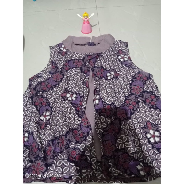 blouse wanita preloved motif batik bagus banget warna ungu