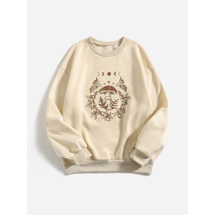 CREWNECK SWEATER WANITA BUTTERFLY MUSHROOM - ATASAN KEKINIAN TERLARIS