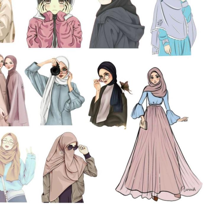 3.3 F⚡ASH SALE Stiker murah hijab girls OOTD Muslim Muslimah diy aesthetic tahan air stiker laptop/h
