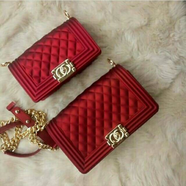 Chanel Boy Jelly Matte Maroon 25cm