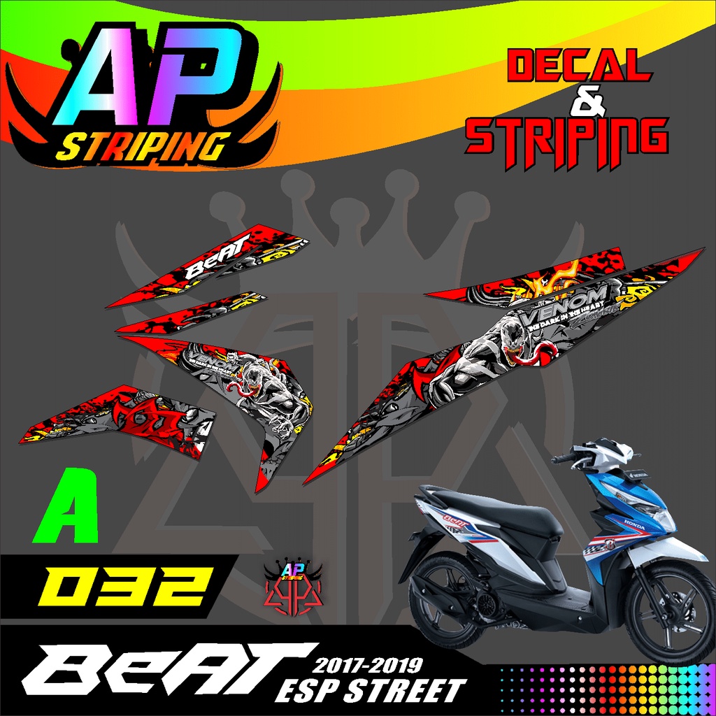 STICKER STRIPING LIS VARIASI RACING VENOM KEREN HONDA BEAT ESP STREET -032