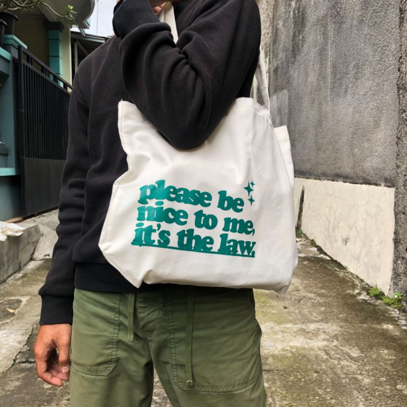 TOTEBAG PleaseBeNice CASUAL Tote Bag Aesthetic Kekinian Tote bag Landscape Muat Laptop