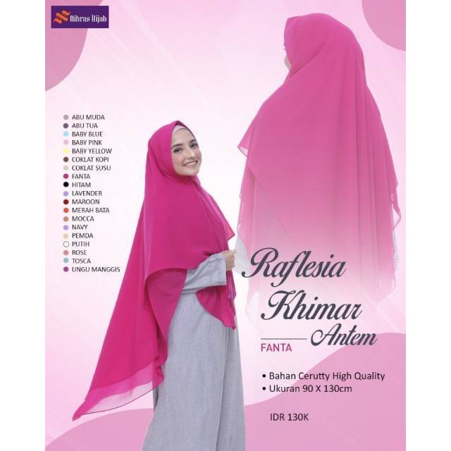 RAFLESIA Khimar ANTEM Nibras Hijab BABY PINK Blue Yellow Merah FANTA LAVENDER Pemda MOCCA TOSCA