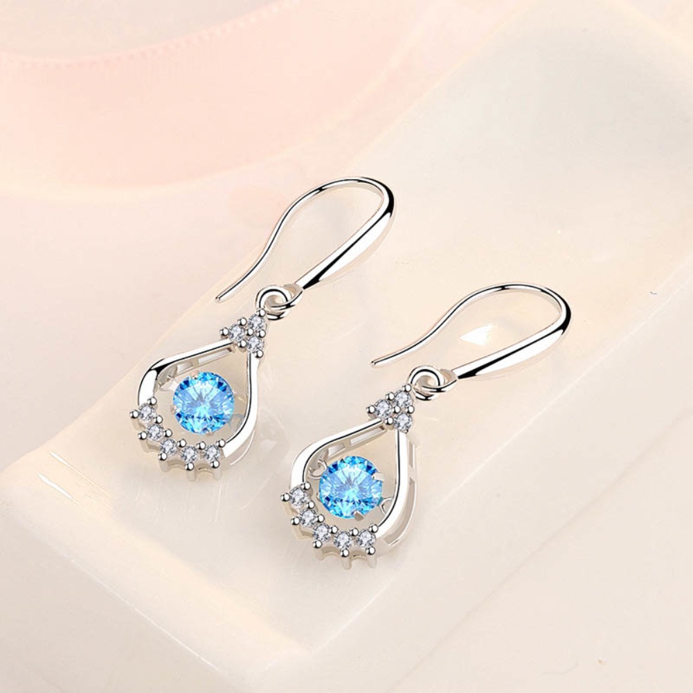 Hu Hu Hu Hu Hu Alat Bantu Pasang Kacamata♡ Anting Kait Gantung Wanita Hias Cubic Zirconia Bentuk Tetesan Air Untuk Hadiah