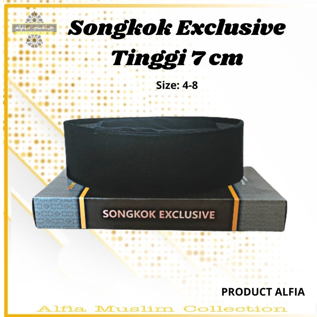 Songkok Hitam Tinggi 7cm Songkok Nasional Peci Hitam Alfia Songko Hitam Pendek Peci Hitam Pendek