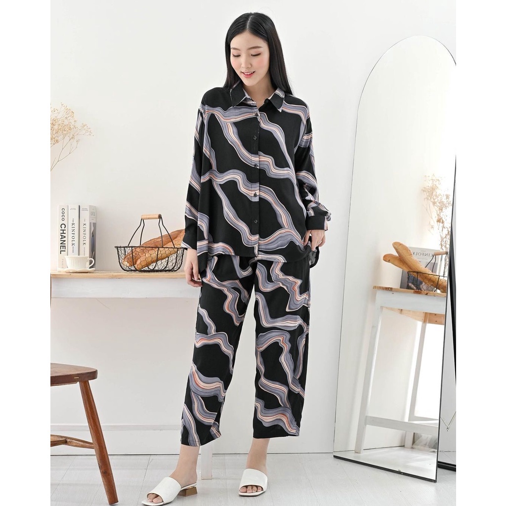 PIYAMA JUMBO LD 120 Rayon Premium One Set Pajamas / Sleepwear Daily Set-Khai 26