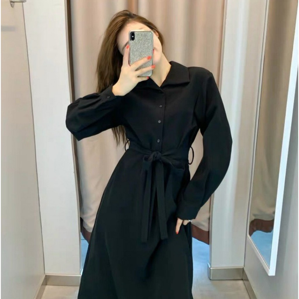 KDR-22 dress terusan wanita import korea jepang maxi dress hitam auntumn