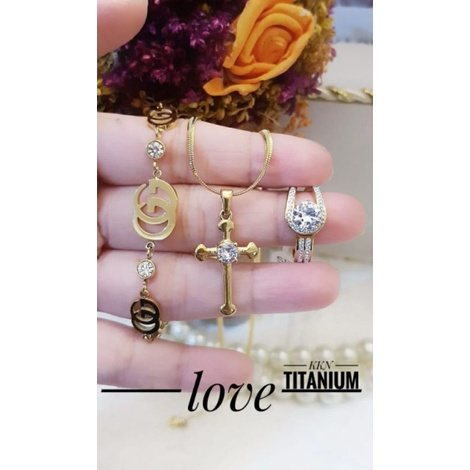 TiTanium set gelang kalung dan cincin h3556