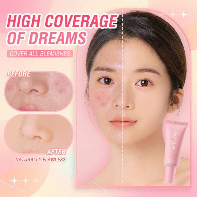 PINKFLASH Matte Foundation OhMySelf Weightless Long Lasting All-day Tahan Air 6 Colors Pink Flash