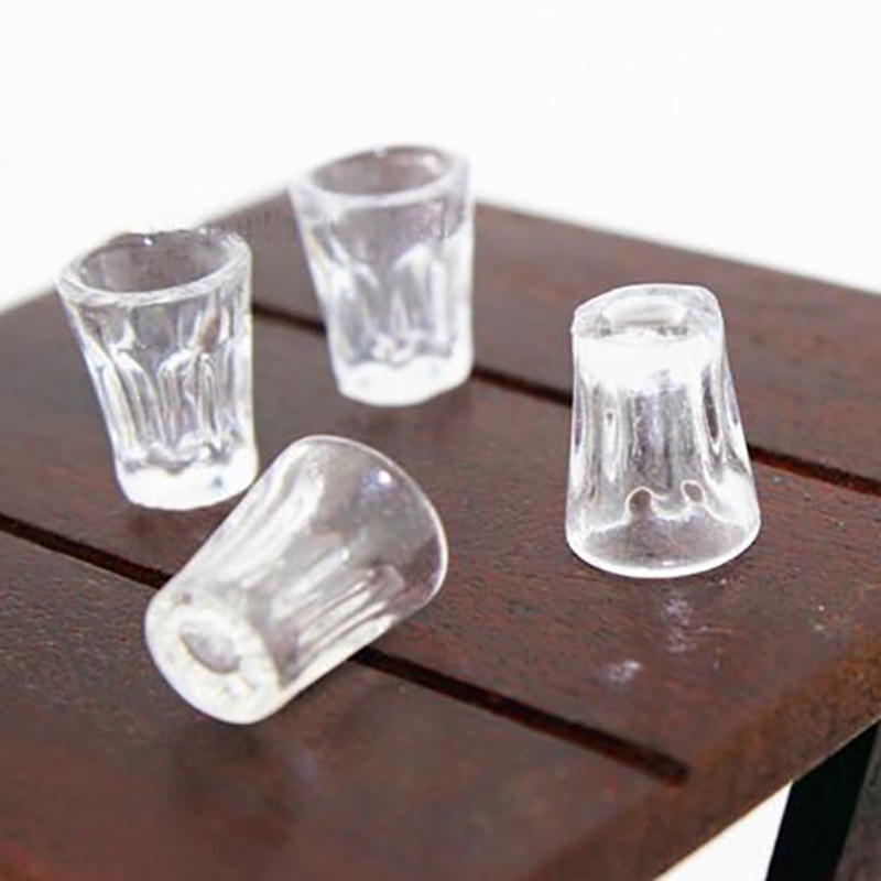 【beautifulhome12.id】4pcs/set Dollhouse Miniature Accessories Mini Resin Transparent Cup Simulation Model