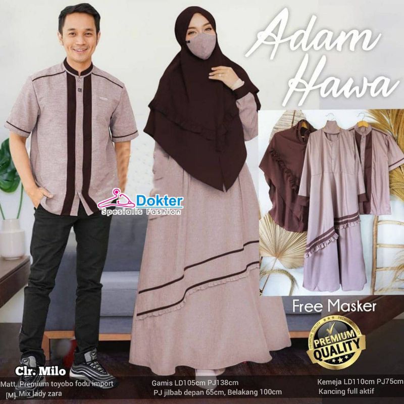 sarimbit adam hawa.gamis sarimbit.sarimbit.gamis seragaman.gamis bahan toyobo.couple lebaran.baju le
