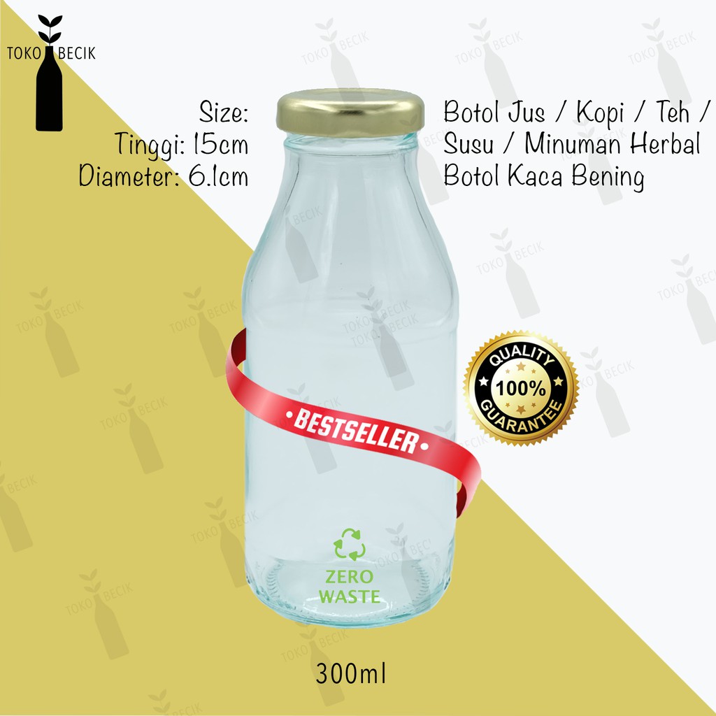 

Botol Kaca Bening Minuman 300ml - Juice Jus / Coffee Kopi / Milk Susu / Beer Bir / Jamu / Kombucha