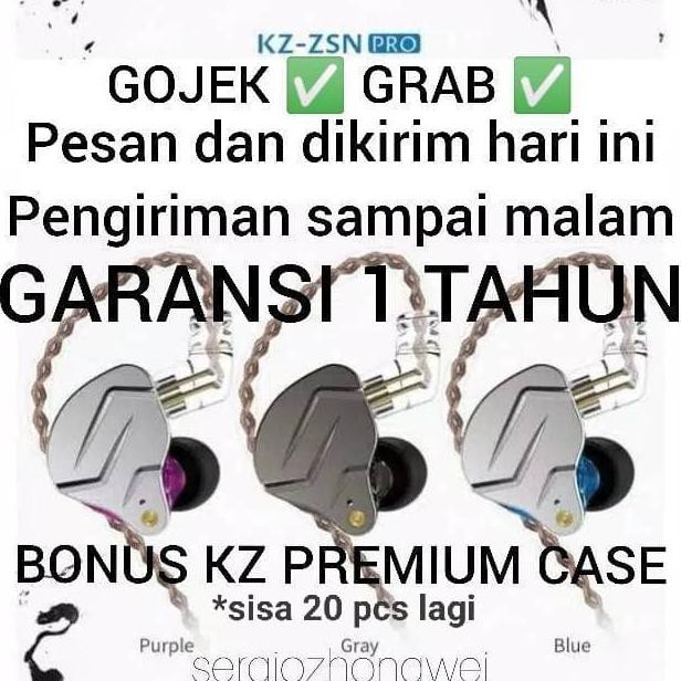 Ready Jkt Kz Zsn Pro With Mic Knowledge Zenith In Ear Earphone - Purple Diskon