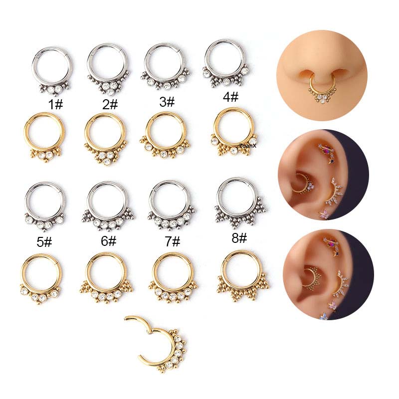 1pc Anting Tindik Hidung Bahan Stainless Steel 16gauge Dengan Zircon