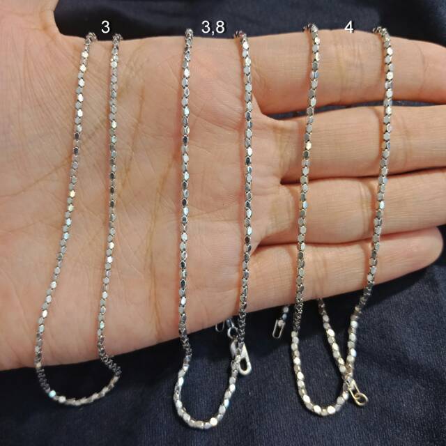 750 Kalung rantai anak dan dewasa emas asli kadar 750 75% milano segilima UBS baru cantik kilat putih white gold