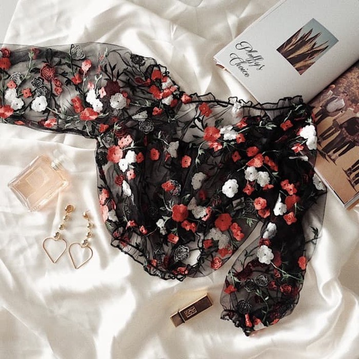 Freya Sheer Top Baju Blouse Bralette Fashion Korea Murah Transparan Bh