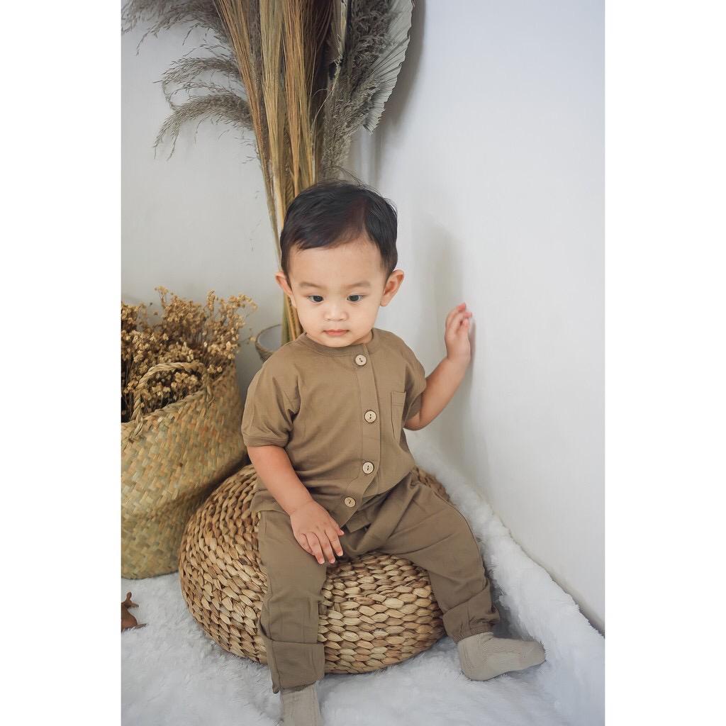 LITTLE ME BABY BUTTON SET SHORT SLEEVE SETELAN BAJU PENDEK CELANA PANJANG BAJU BAYI BAJU ANAK