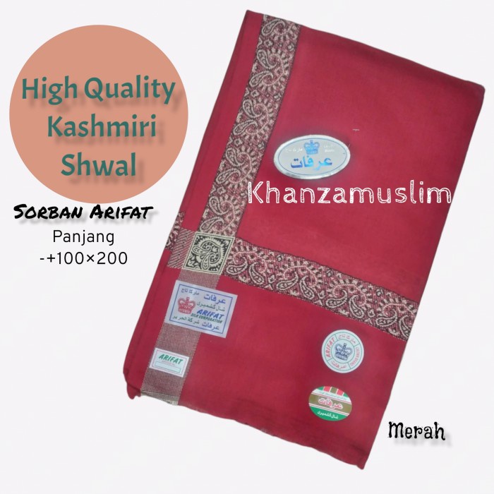 Sorban SORBAN KASMIRI PANJANG BAHAN WOL - Merah(O3Z9) Sorban Putih Sorban Arab Sorban Terompah Sorba