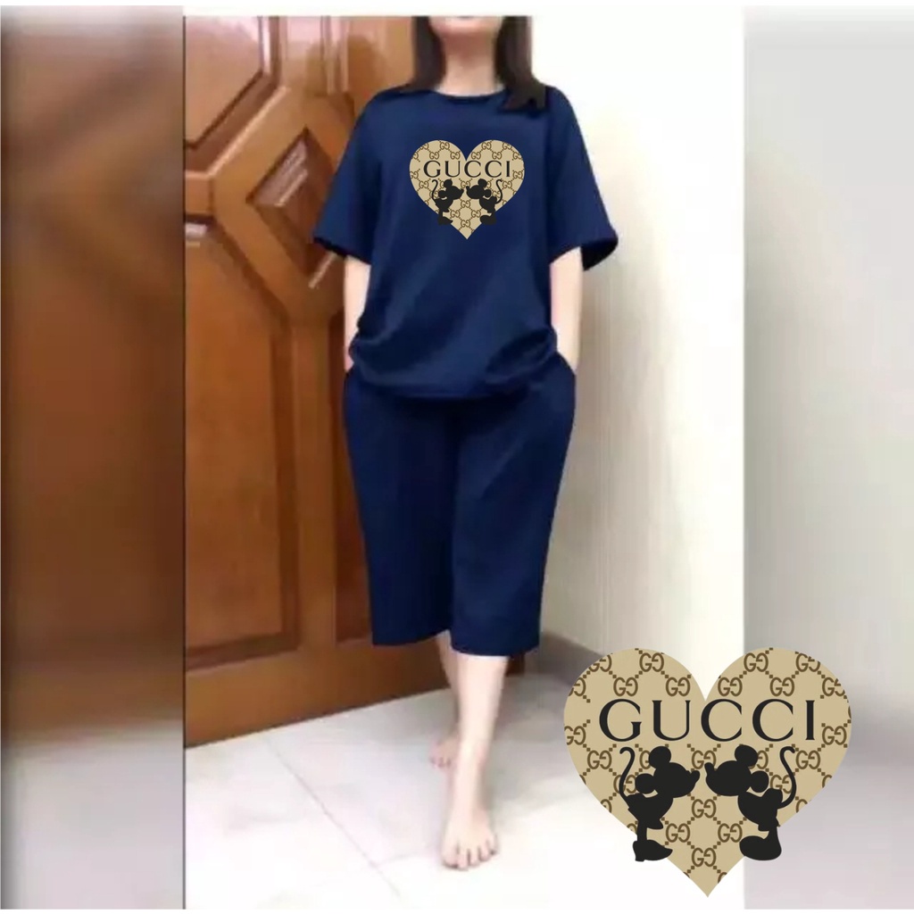 Setelan Jumbo Wanita + Celana Kulot 3/4 Atasan Big Size LD 120 LOVE GG