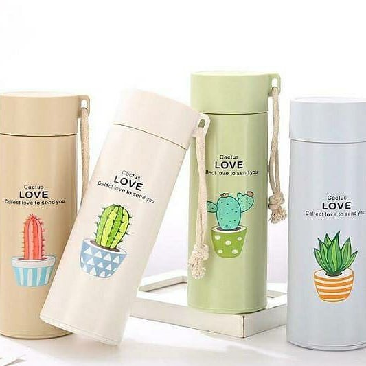 MARKASSHOP66--BOTOL KACA Unik Motif Tanaman Kaktus 400 ML