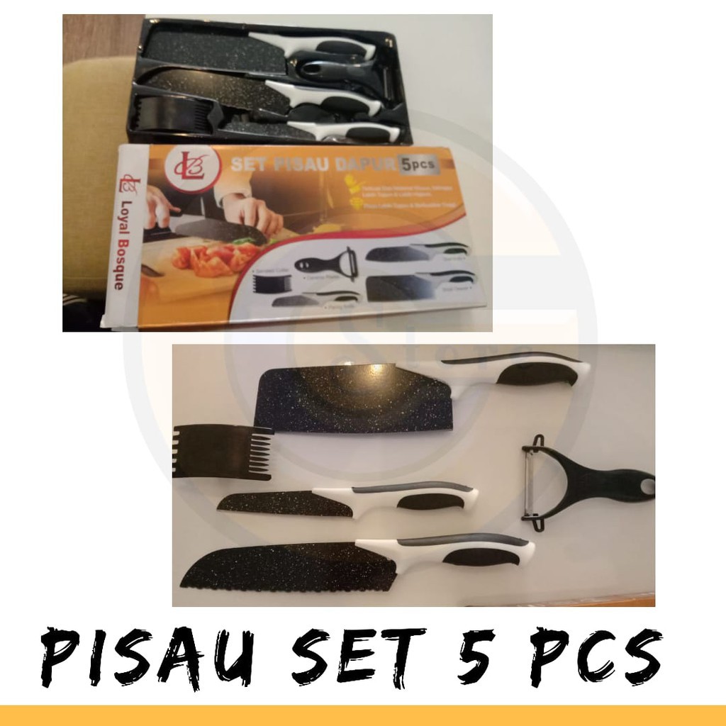 Pisau Set Dapur Loyal Bosque 5 pc Kitchen Knife Set Keramik Peeler