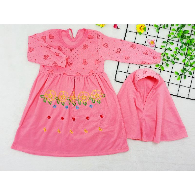 Ss#002 Gamis Anak + Jilbab Ukuran 3-18bulan, Baju Syarii Anak, Baju Anak Muslimah