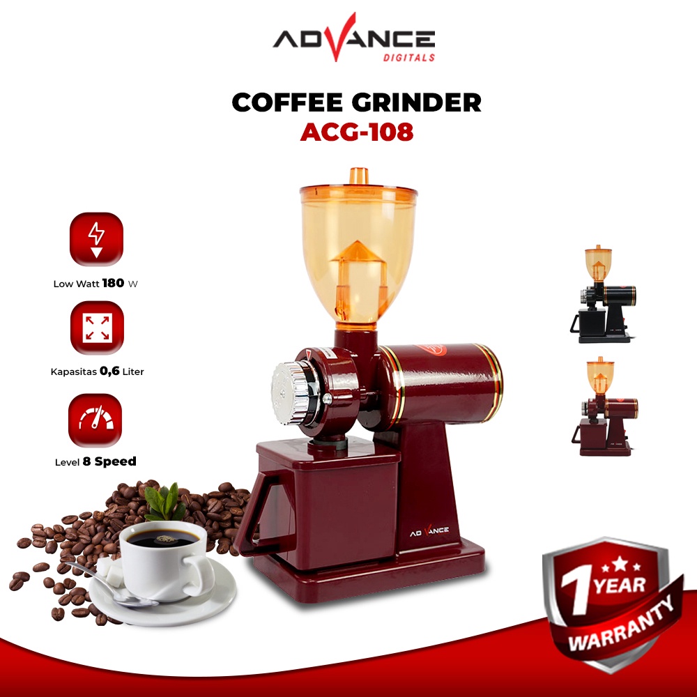 Advance Digitals Mesin Giling Biji Kopi Coffee Maker Grinder Listrik Electric Otomatis ACG-108 I Garansi Resmi 1 Tahun