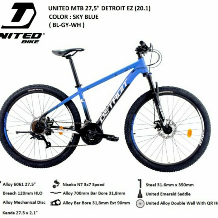 Sepeda Gunung MTB 27.5 inch Detroit EZ by United 27,5"