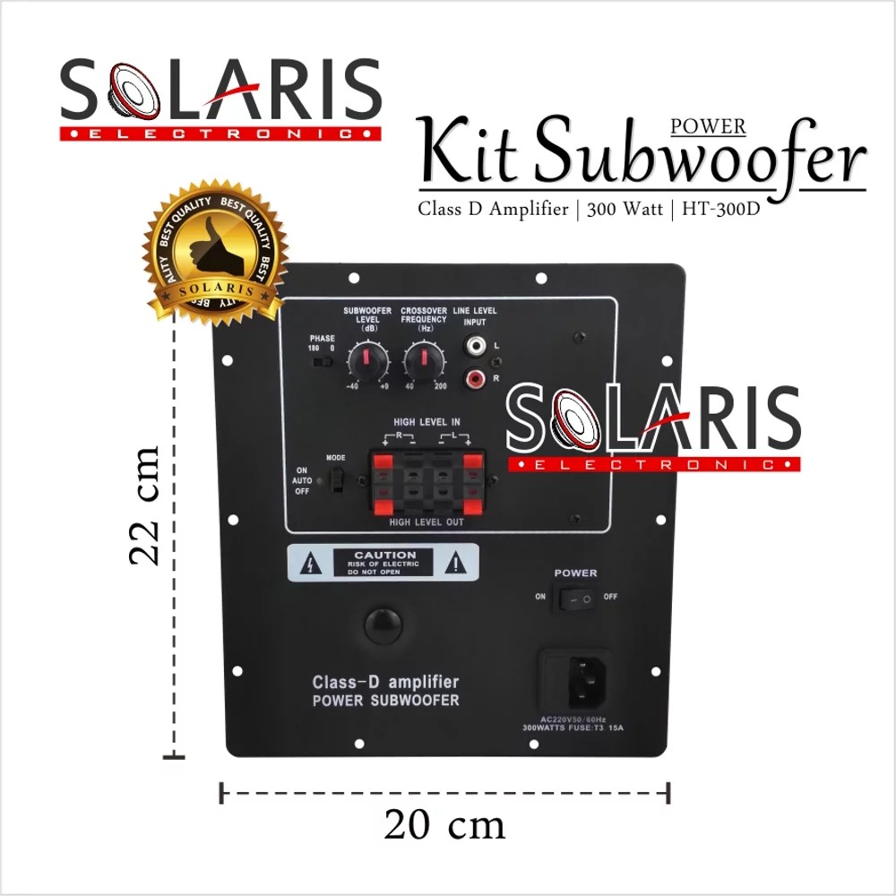 KIT POWER SUBWOOFER AKTIF Class D 300 Watt HT-300D
