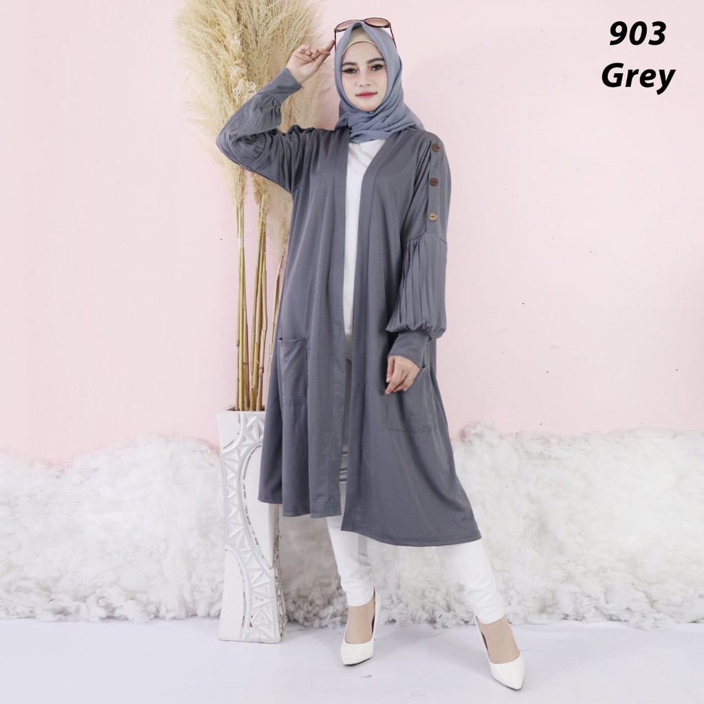 Long Cardigan Outer Panjang Wanita 903 Tangan Plisket Luaran Panjang Wanita Long Cardi Oversize