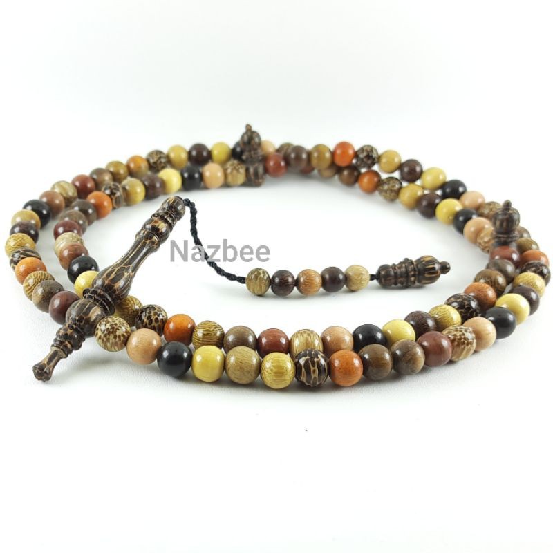 Tasbih 99 Kombinasi 12 Jenis Kayu Bertuah - 8mm