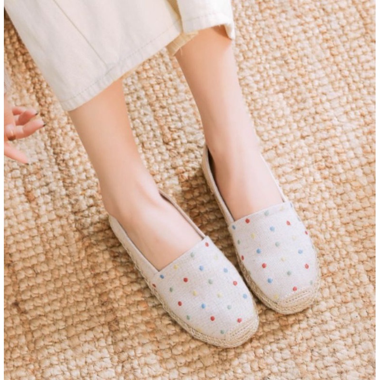 Sepatu Korea Espadrilles Wanita Import Slip on Flat Kanvas