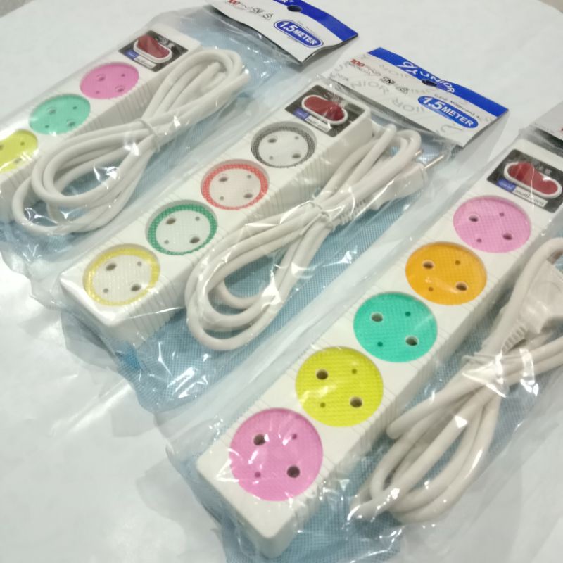 stop kontak multi color 5 lubang 5 meter + saklar Kawachi/ Stop kontak warna / Stok kontak kabel 5 m