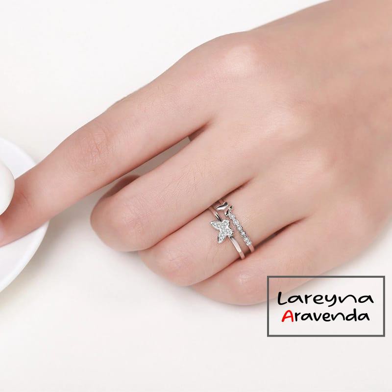 Cincin Wanita Titanium Motif Kristal Kupu Kupu Butterfly CC005
