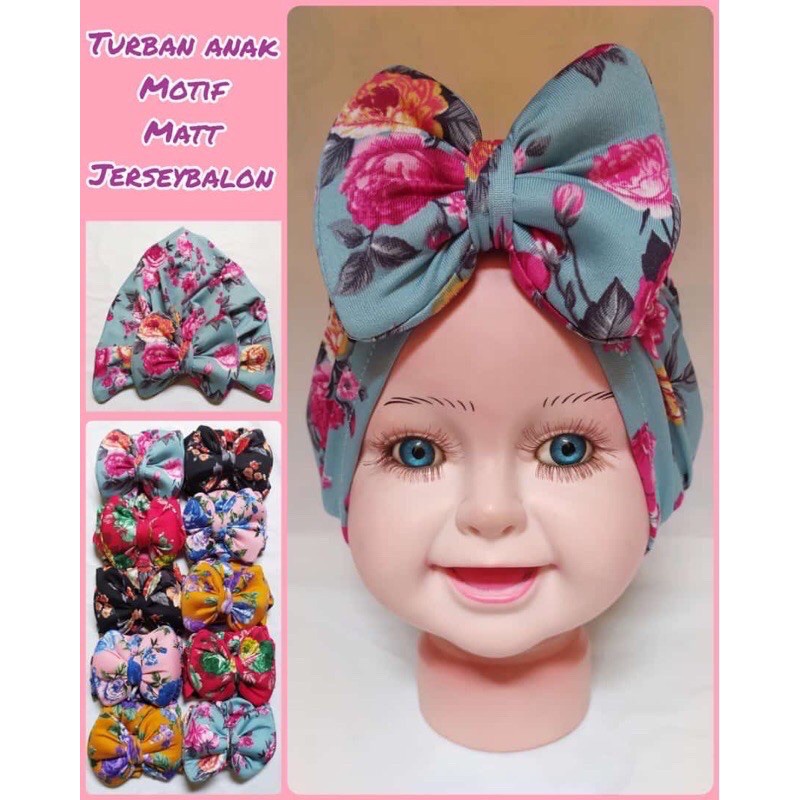 Turban Kupu Motif Anak Random | Turban Anak | Turban Bayi | BISA C.O.D