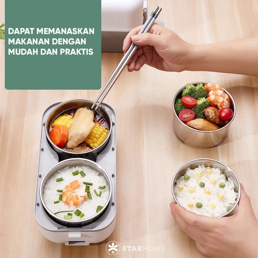 Rice Cooker Mini Electric Lunch Box Mini / Penghangat Makanan Serbaguna - Abu-Abu