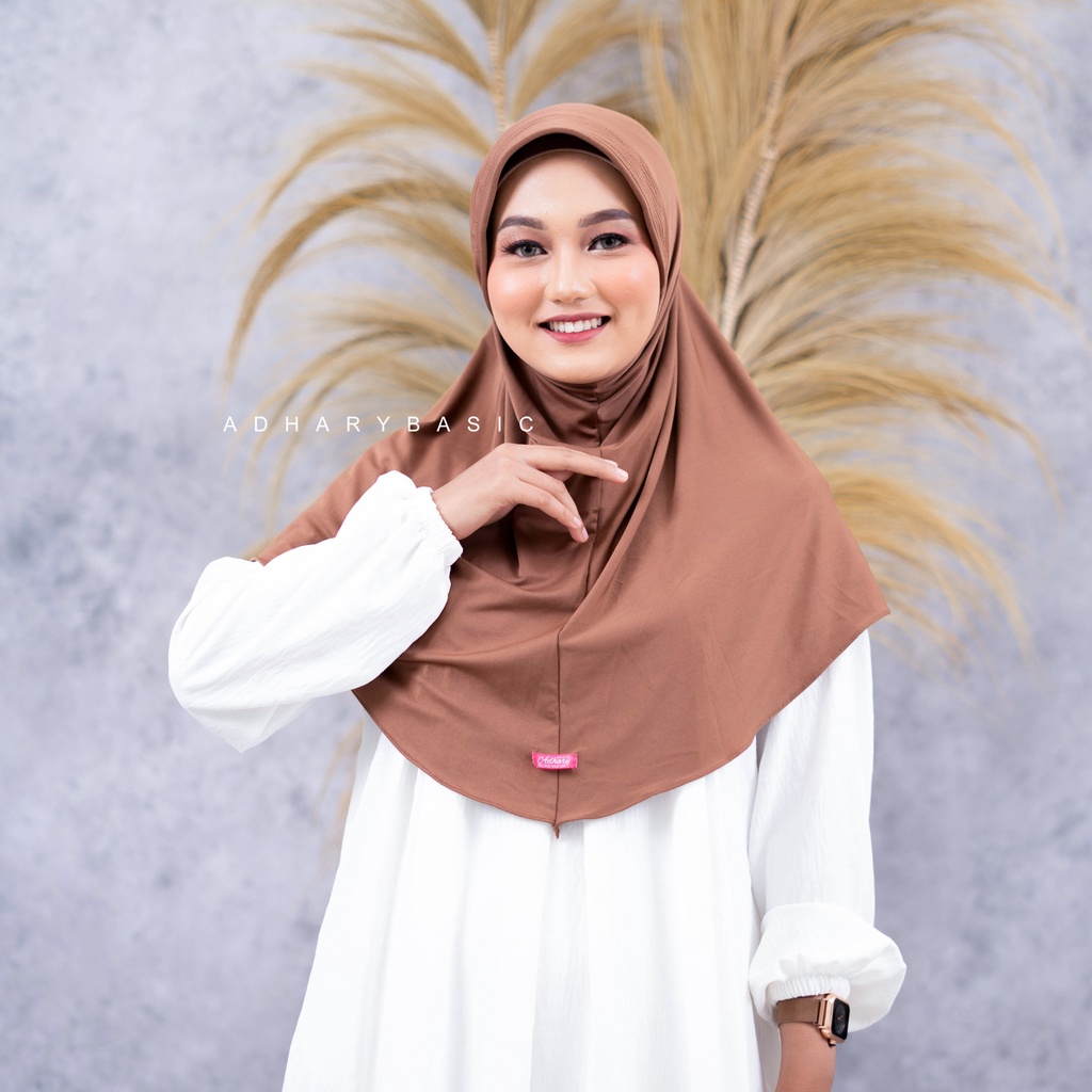 Adhary - Hijab Instan Kerudung Sport Bergo Hamidah Khimar Bahan Spandek Jersey Pet Premium Olahraga 