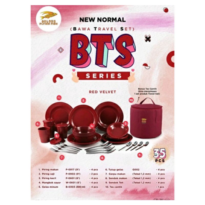 Melamin set Piring Gelas melamin BTS Series Golden Flying Fish