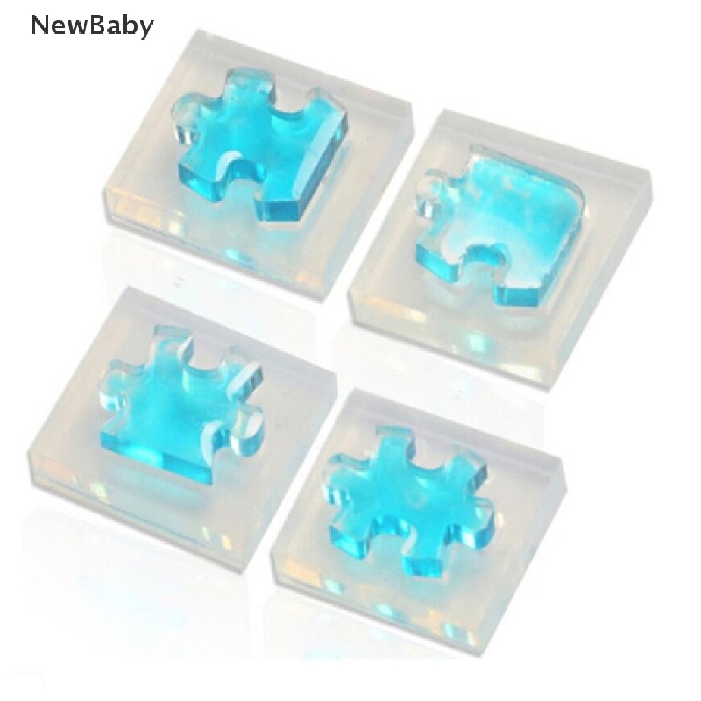 4pcs / set Cetakan Liontin Bentuk Puzzle Bahan Silikon UV Resin Untuk Membuat Perhiasan