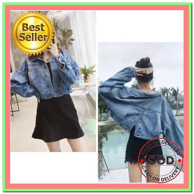Jaket Jeans Wanita Dewasa Tanggung Jaket Jeans Wanita Korea Oversize Jaket Jeans Korean Style Crop D
