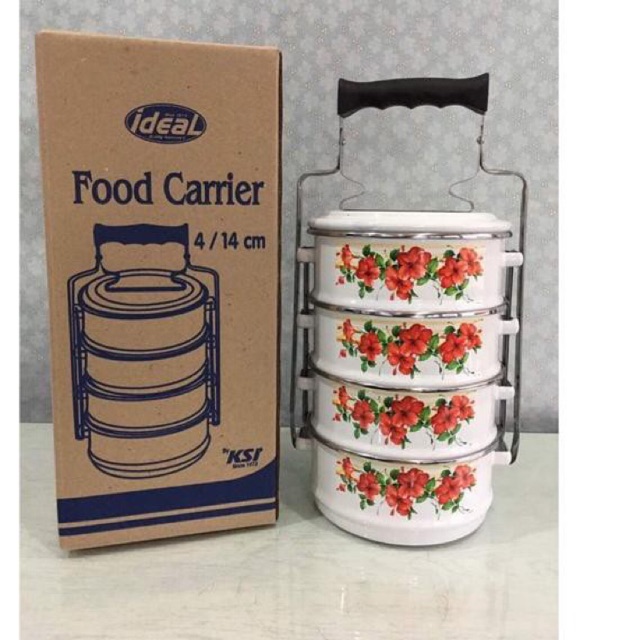 RANTANG ENAMEL SUSUN 4 / RANTANG IDEAL SUSUN 4 / FOOD CARRIER IDEAL 14cm