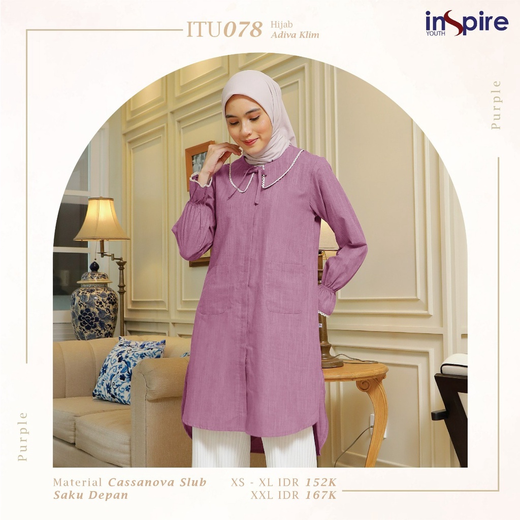 Inspire Tunik ITU 78 Bahan Cassanova Slub Atasan Wanita Casual Outfit Modern Kekinian