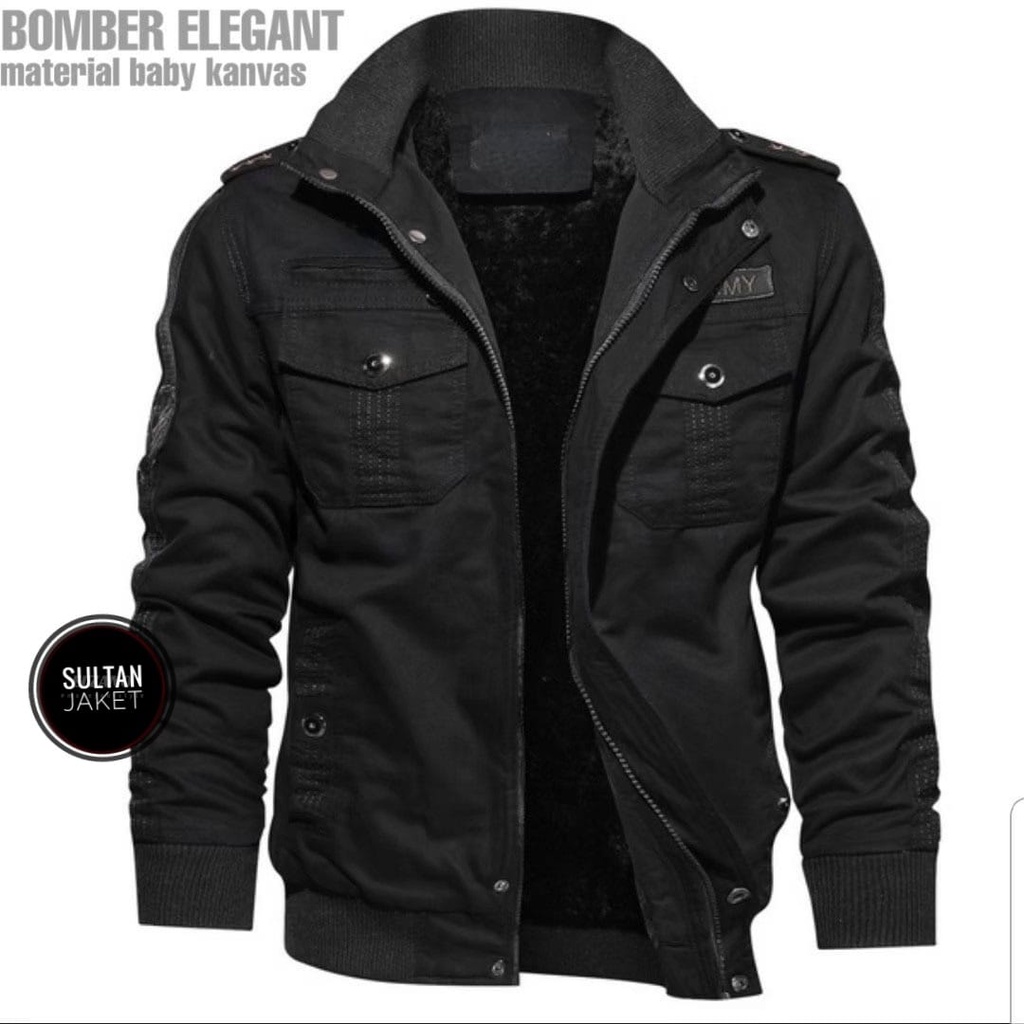 ELEGANT BOMBER HITAM || JAKET BOMBER PRIA II JAKET PILOT II Sz M-XXl