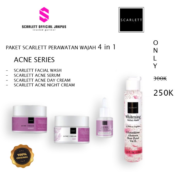 q201q1a Scarlett Paket Perawatan Wajah Original - Acne Series Zc2Z01X