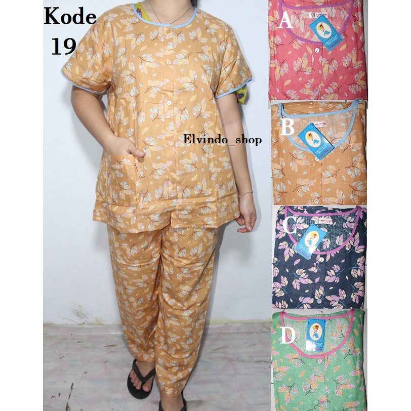 Piyama Cp set celana panjang Katun Motif Bunga Pretty girl-5