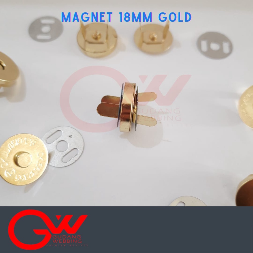 KANCING MAGNET / MAGNET 18MM NICKEL &amp; GOLD