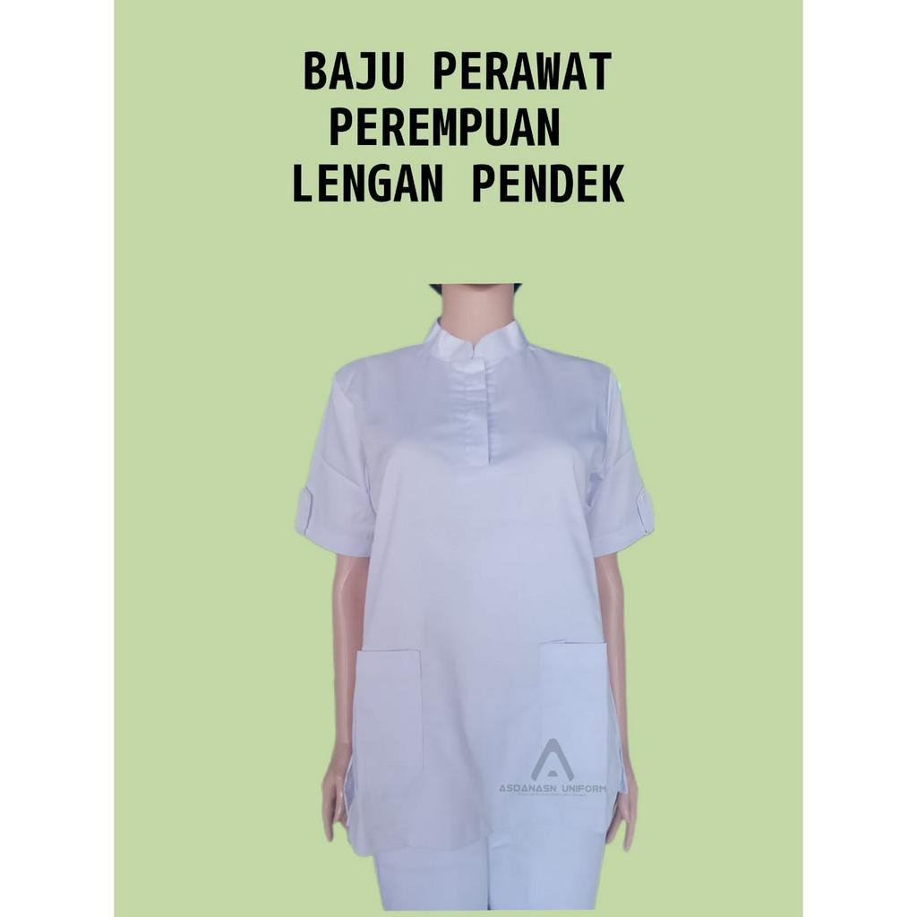 Baju Seragam Wanita Putih Lengan Pendek Untuk Praktek KerjaPerawat Bidan Dokter