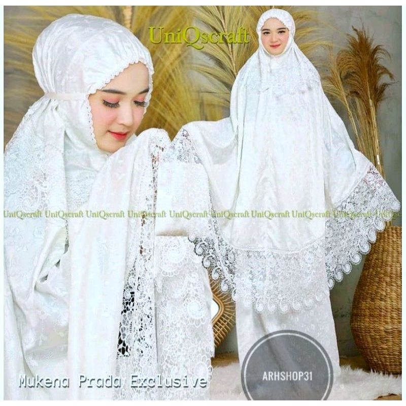 MUKENA PRADA SUTRA KEONG SUSUN PUTIH MUKENA MEWAH